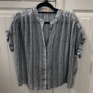 Button down, short sleeves, sheer